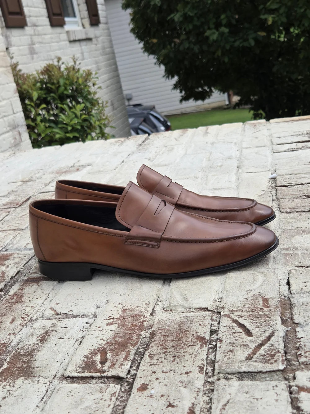 Salvatore Ferragamo Tan Leather Penny Loafers